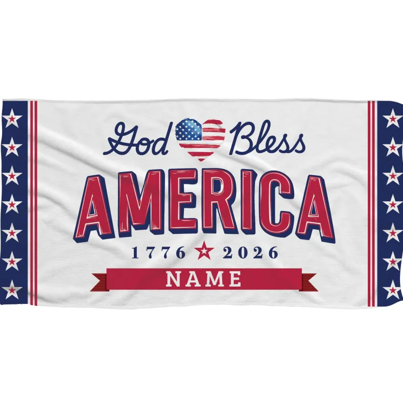 Personalized God Bless America Beach Towel