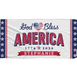 Personalized God Bless America Beach Towel