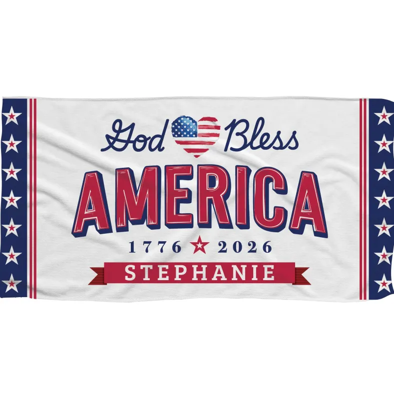 Personalized God Bless America Beach Towel