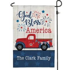 Personalized God Bless America Pick Up Truck Garden Flag