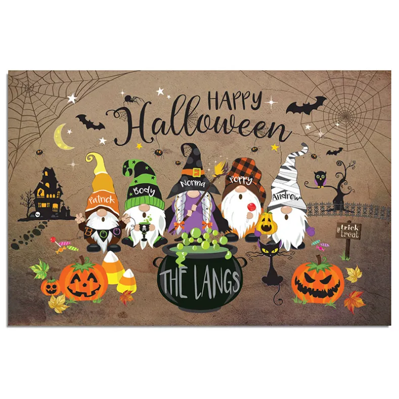 Personalized Halloween Spooky Gnome Family Doormat