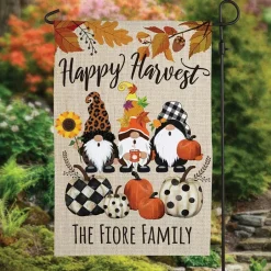 Personalized Harvest Gnome Garden Flag