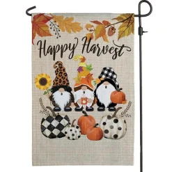 Personalized Harvest Gnome Garden Flag