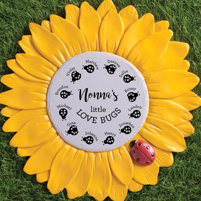 Personalized Love Bugs Sunflower Garden Stone