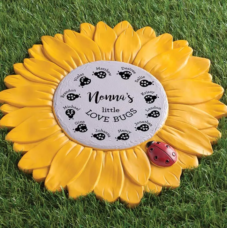 Personalized Love Bugs Sunflower Garden Stone