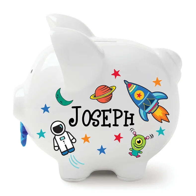 Personalized Piggy Bank White