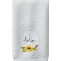 Personalized Sunflower Pattern Towel and Bath Mat