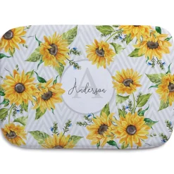 Personalized Sunflower Pattern Towel and Bath Mat