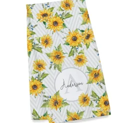 Personalized Sunflower Pattern Towel and Bath Mat