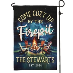 Personalized Welcome to Our Firepit Garden Flag