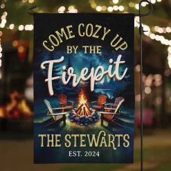 Personalized Welcome to Our Firepit Garden Flag