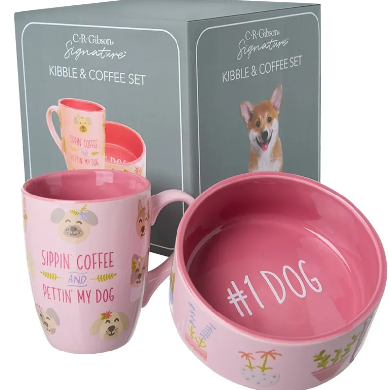 Pet Lover Dog Bowl and Coffee Mug Matching Gift Set