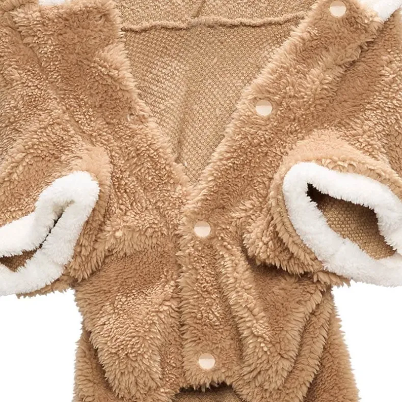 Pet Santa Or Reindeer Plush Fabric Costume With Hood