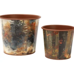 Planter Lodge Themed Decor In Large With Elk and Small With Bear
