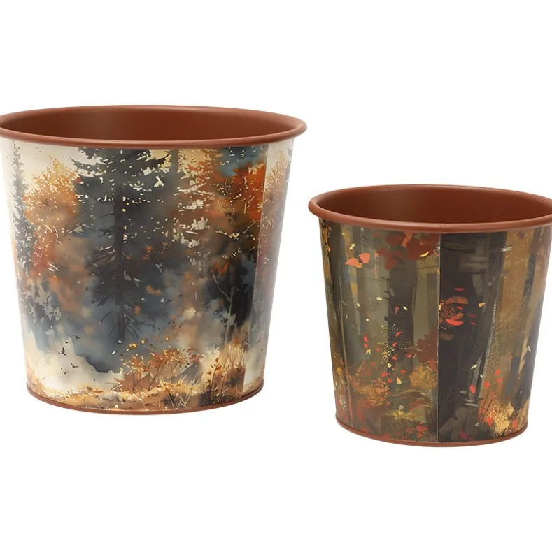 Planter Lodge Themed Decor In Large With Elk and Small With Bear