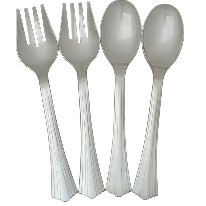 Plastic Disposable Silverware Set of 24 or Serving Utensils Set of 4