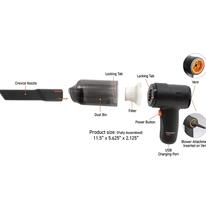 Pocket Vac™ Cordless Portable Handheld Vacuum