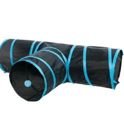 Pop-Up Cat Tunnel With Pom-Pom Teaser Toy Compact Collapsible Design