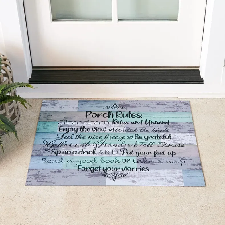 Porch Rules Indoor/Outdoor Area, Accent, or Runner Rug