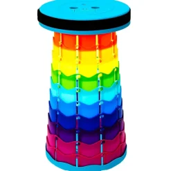 Portable Folding Stool With LED Light Height Adjustable Retractable