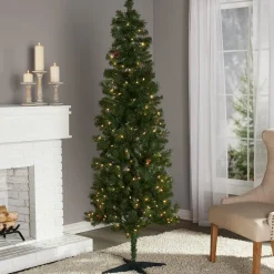 Prelit Slim Christmas Tree - 7 Ft