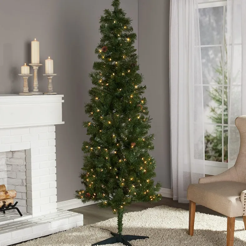 Prelit Slim Christmas Tree - 7 Ft