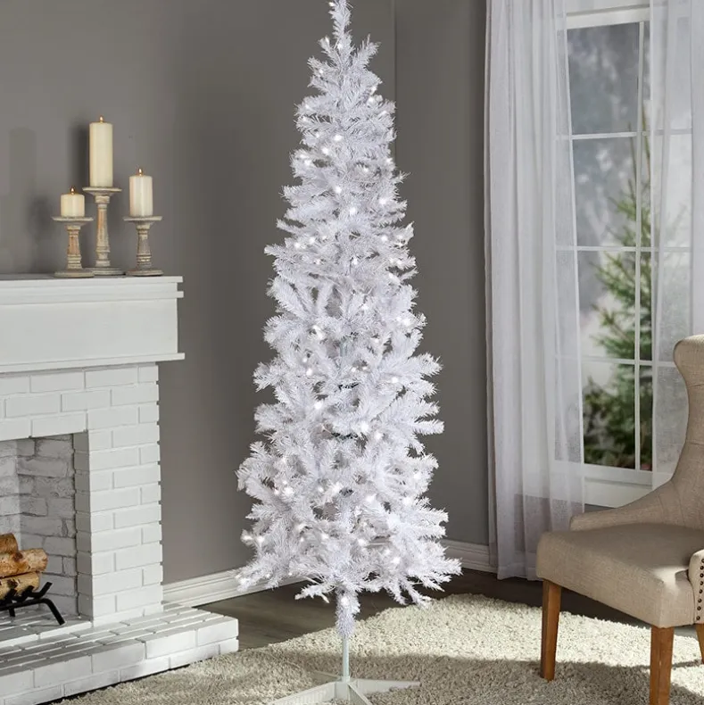 Prelit Slim Christmas Tree - 7 Ft