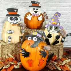 Pumpkin Decorating Kits Metal In Cat Ghost Bird Or Skeleton Characters