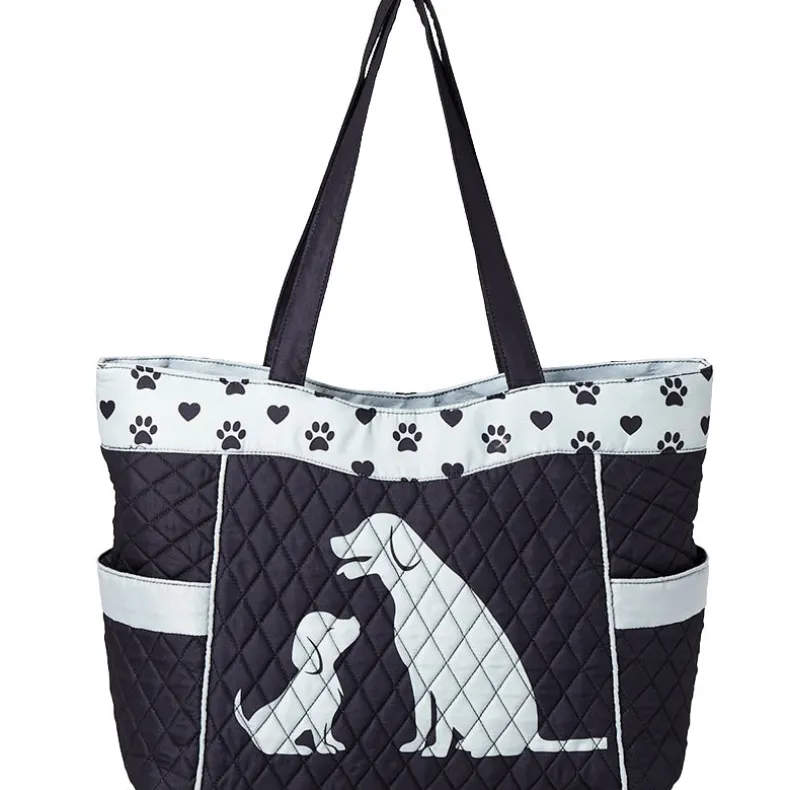 Quilted Tote with Cat Paw Print