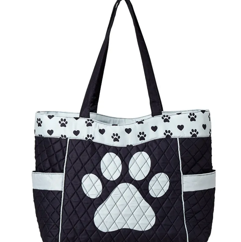 Quilted Tote with Cat Paw Print