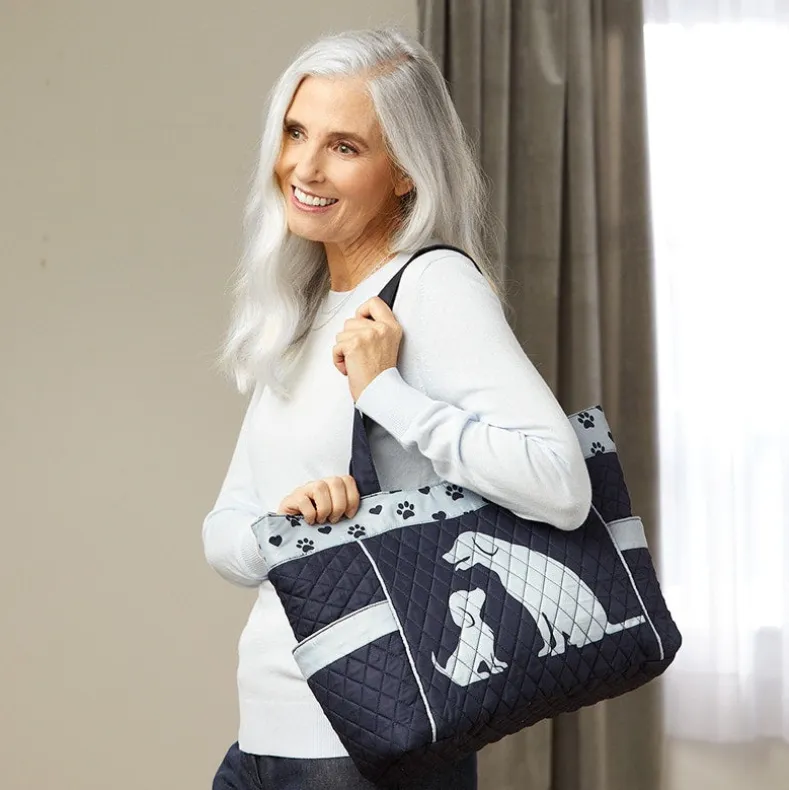 Quilted Tote with Cat Paw Print