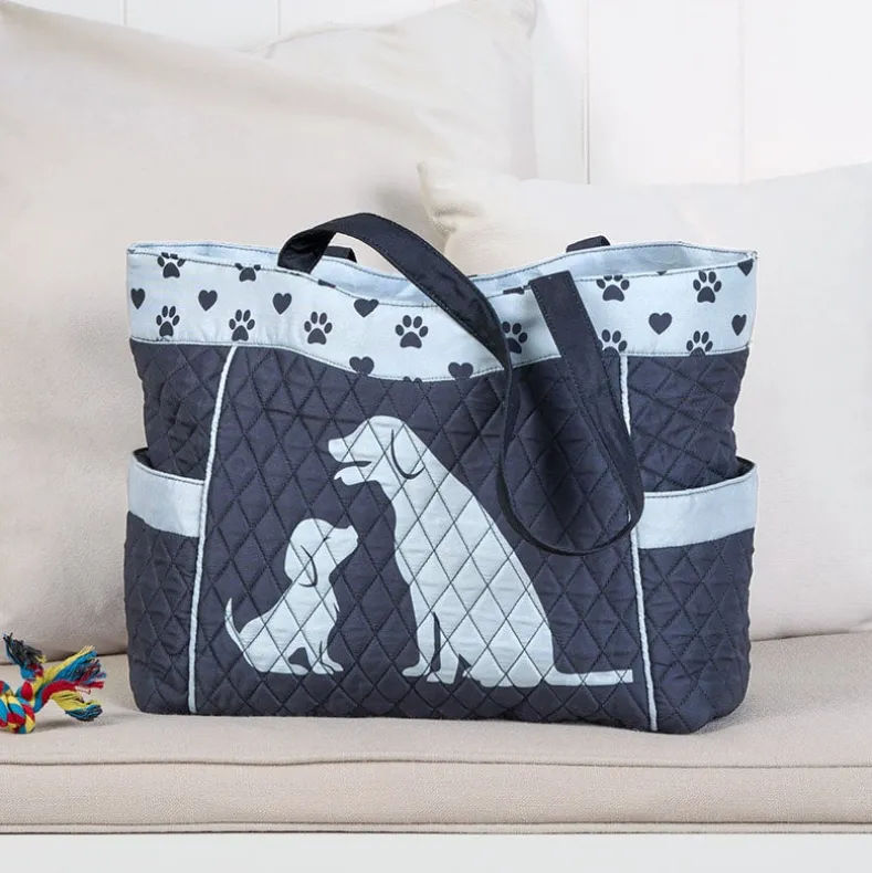 Quilted Tote with Cat Paw Print