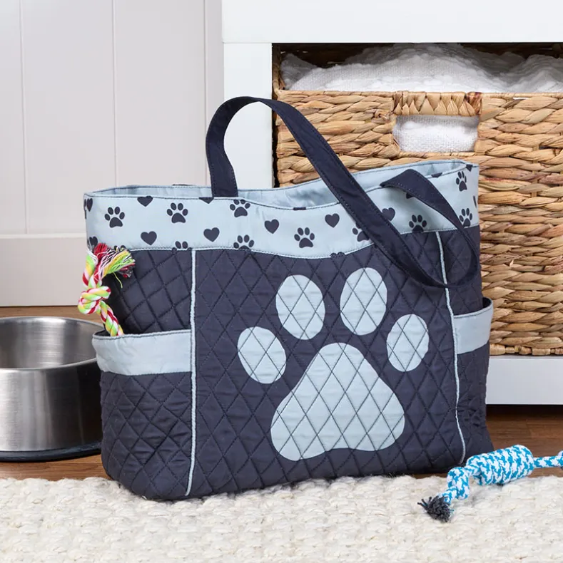 Quilted Tote with Cat Paw Print