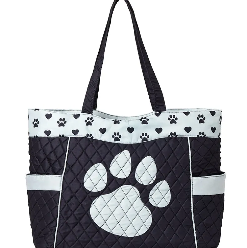 Quilted Tote with Cat Paw Print