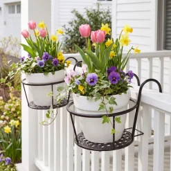 Railing Flower Pot Holders for Balcony or Deck 2 Pk