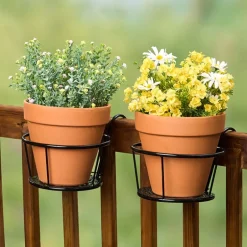 Railing Flower Pot Holders for Balcony or Deck 2 Pk