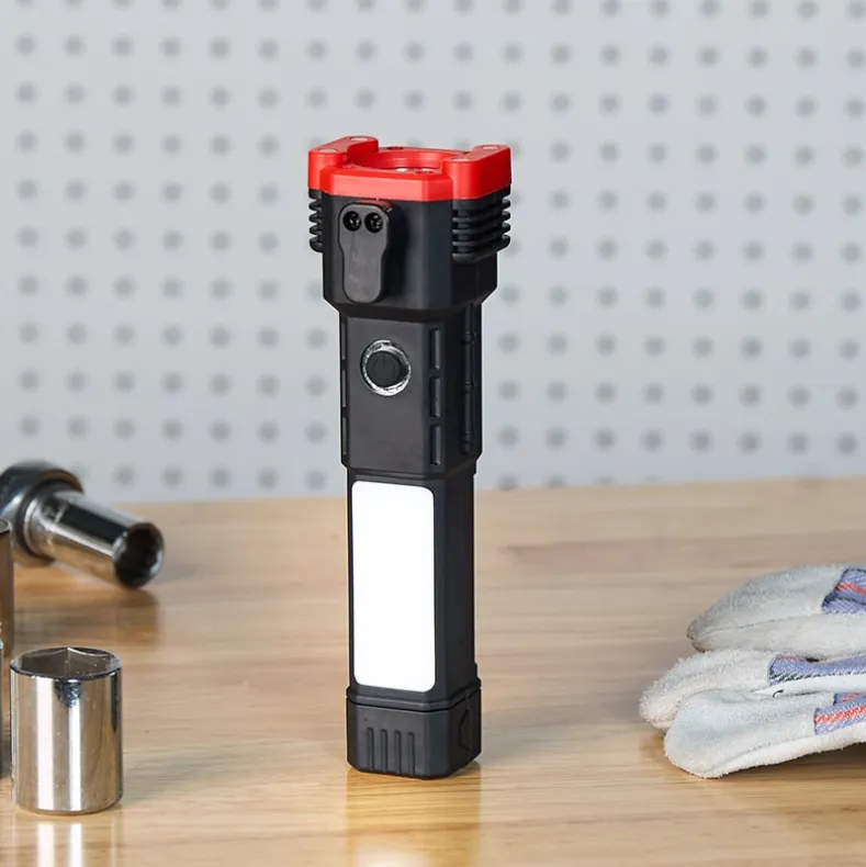 Rechargeable COB Flashlight With Safety Hammer and Blade