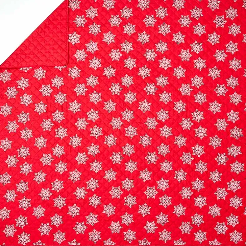 Red Snowflake Full/Queen Quilt Set with Shams