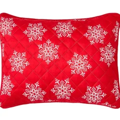 Red Snowflake Full/Queen Quilt Set with Shams