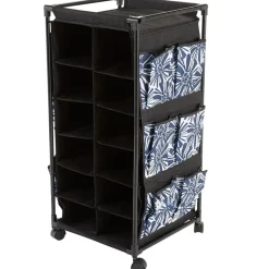 Rolling Shoe Storage with Fabric Cubbies - Springtime