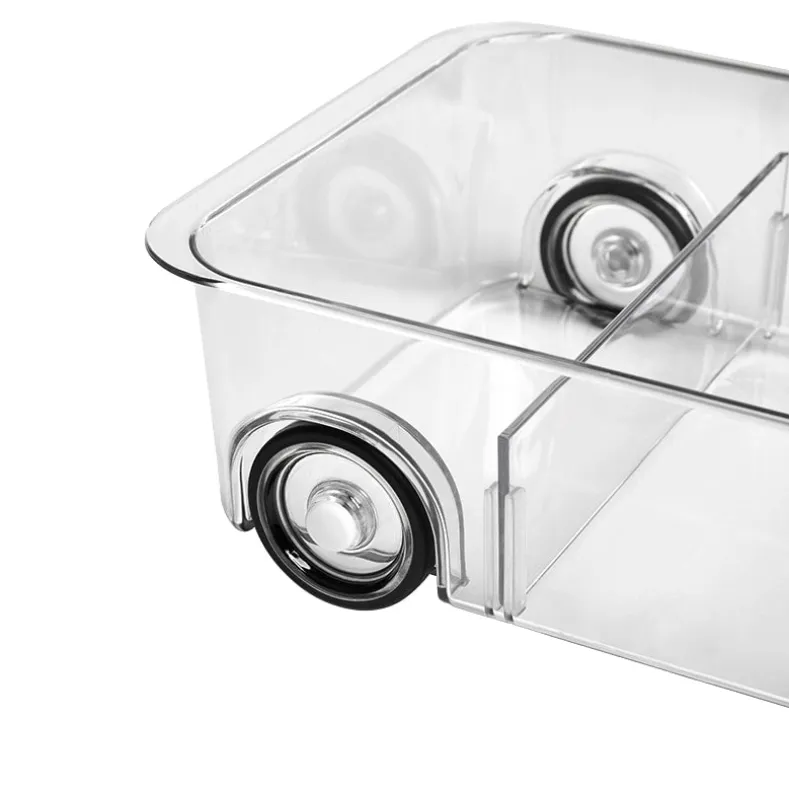 Roll Out Refrigerator Organizer Storage Drawer with Dividers