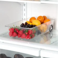 Roll Out Refrigerator Organizer Storage Drawer with Dividers