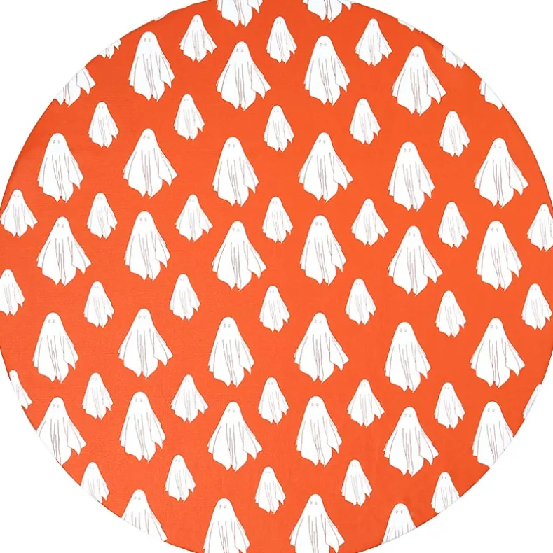 Round Custom Fitted Vinyl Tablecloth with Flannel Backing Halloween