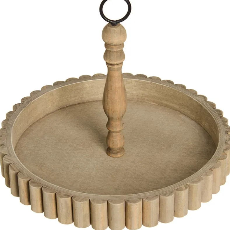 Round Rustic Wood Serving Tray