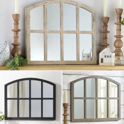 Rustic Country Window Pane Mirror - Black, Dark Brown, or White