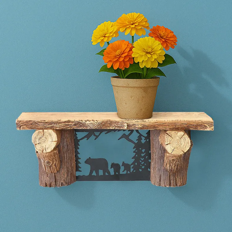 Rustic Lodge Style Floating Wall Shelf 15"