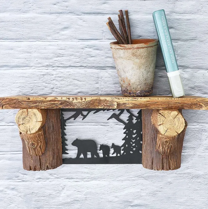 Rustic Lodge Style Floating Wall Shelf 15"