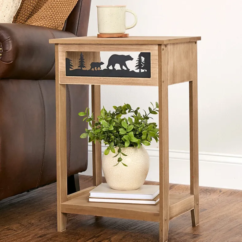 Rustic Lodge Style Side Table