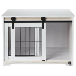 Rustic Sliding White Barn Door Pet Crate