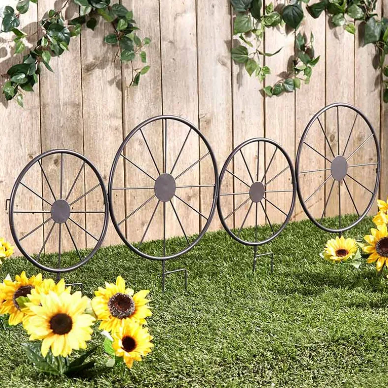 Rustic Wagon Wheel Planter or Fence for Outdoor Spaces